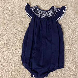 Southern Sunshine Smocked Navy Bubble